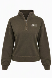 Distressed Quarter-Zip Pullover