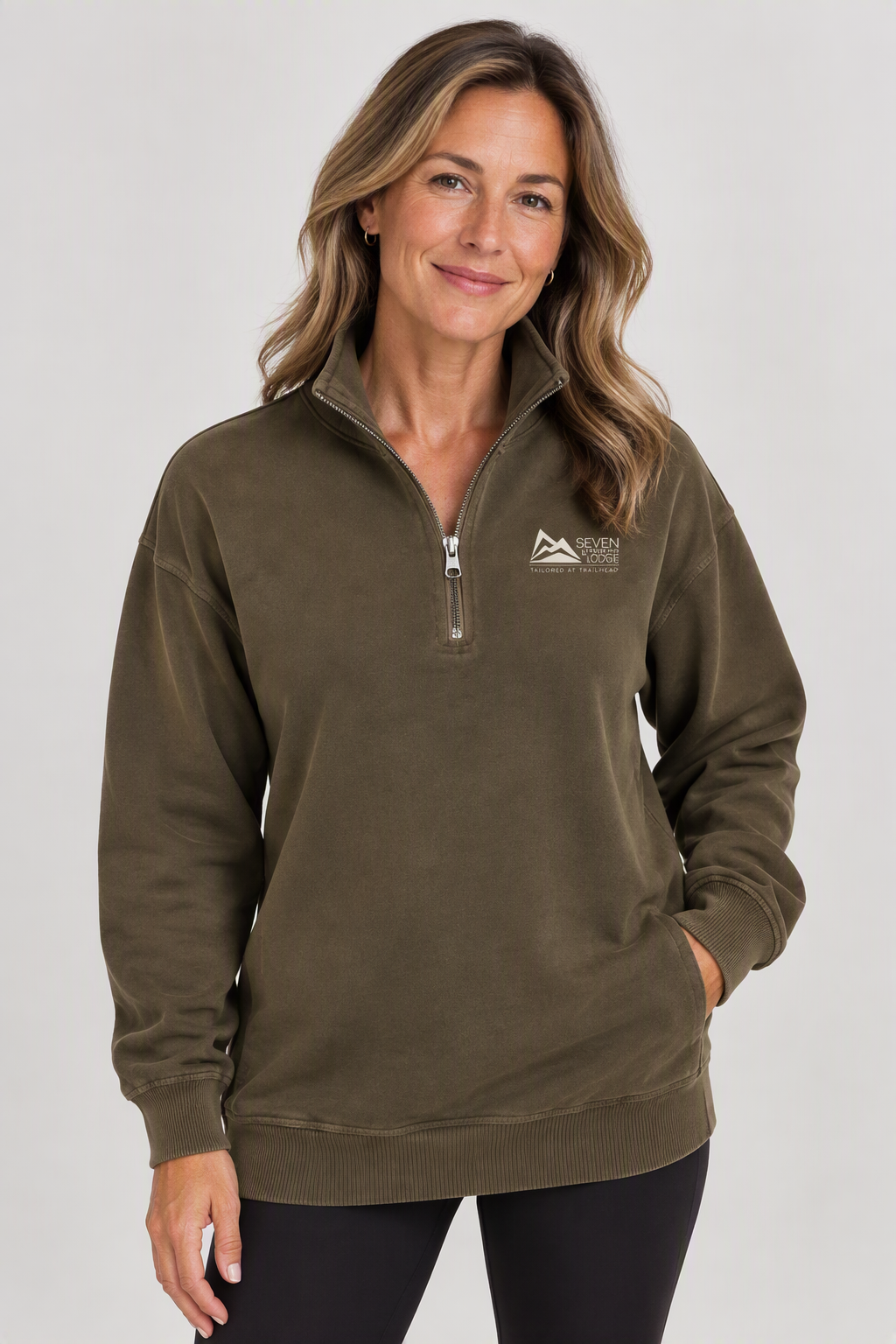 Distressed Quarter-Zip Pullover