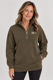 Distressed Quarter-Zip Pullover
