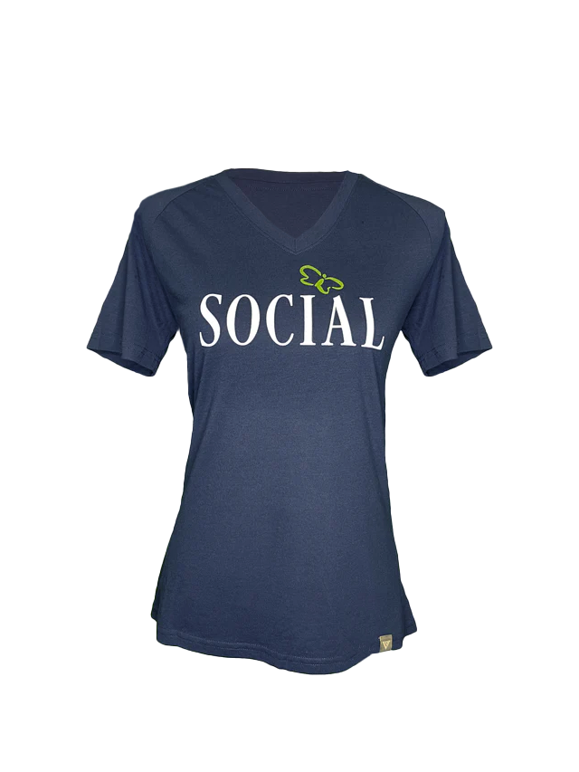 Social Butterfly Ladies ladies V-Neck Tee